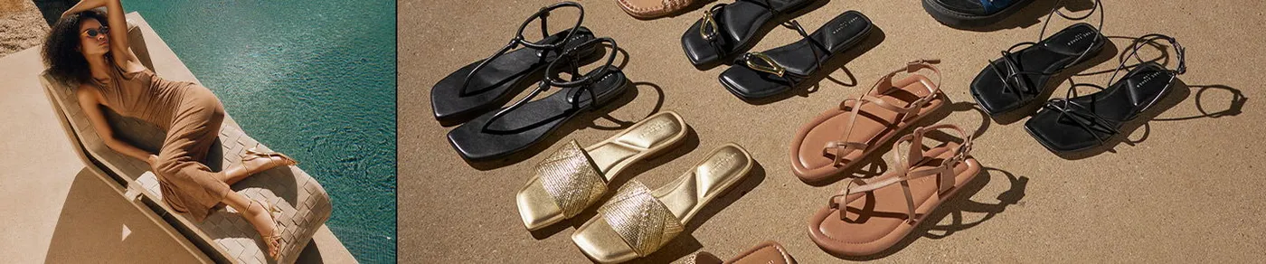 Marc Fisher LTD sandals laid out side by side