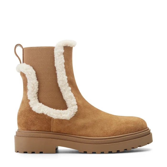 Blaynie Leather Lug Sole Bootie in Natural Suede
