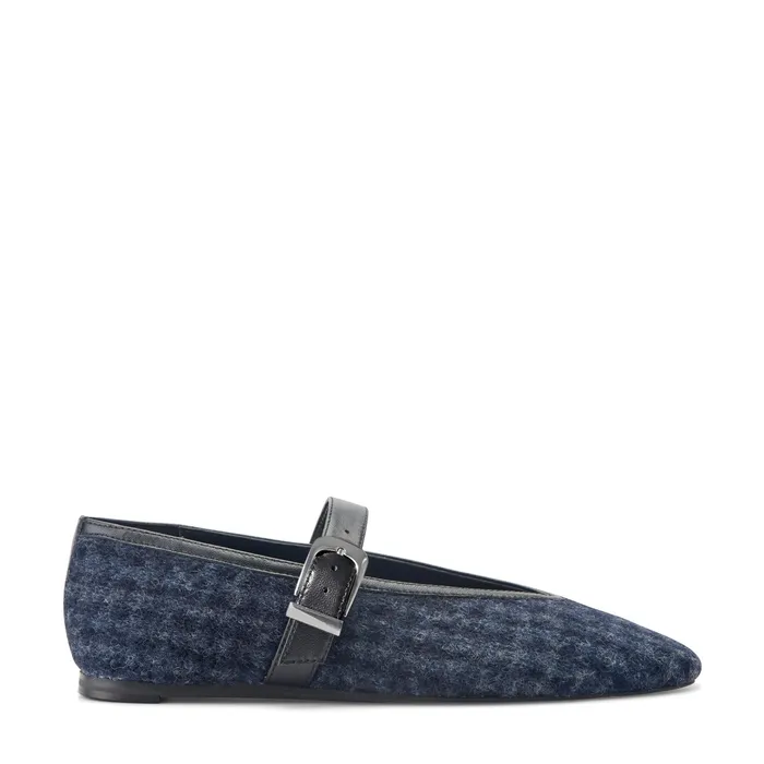 Gorga Mary Jane Ballet Flat in Navy Houndstooth Print