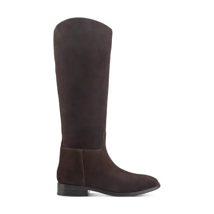 Florina Leather Riding Boot in Dark Brown Suede