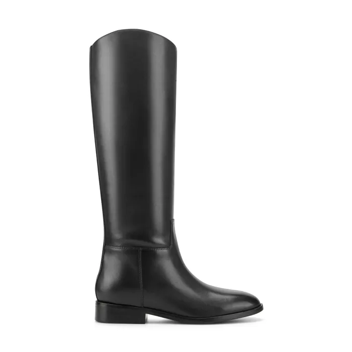 Florina Leather Riding Boot in Black Leather